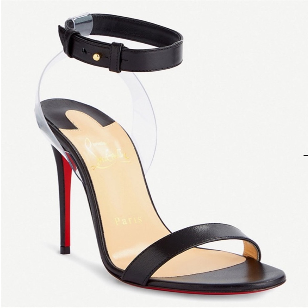 New Christian Louboutin Jonatina PVC Sandal 100MM Black Sz 41